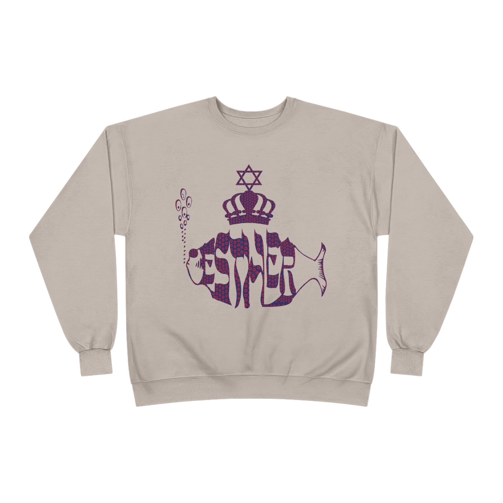 Hebrew Crowned Whale Crewneck Sweatshirt — Feminine Esther Design