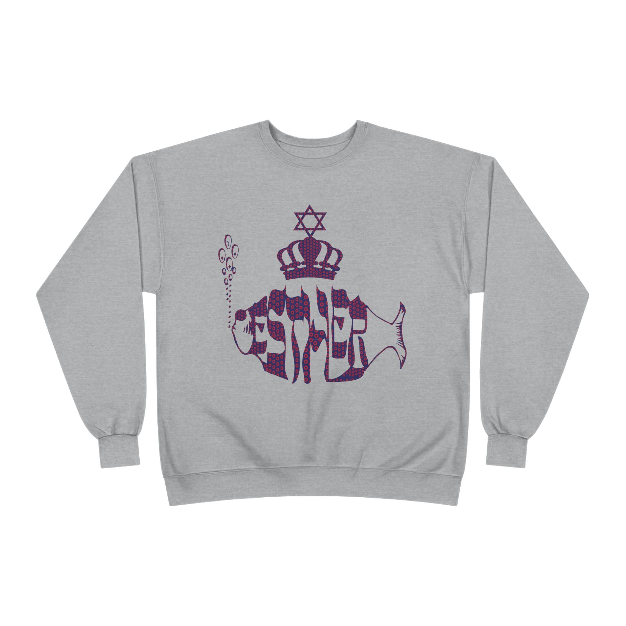 Hebrew Crowned Whale Crewneck Sweatshirt — Feminine Esther Design