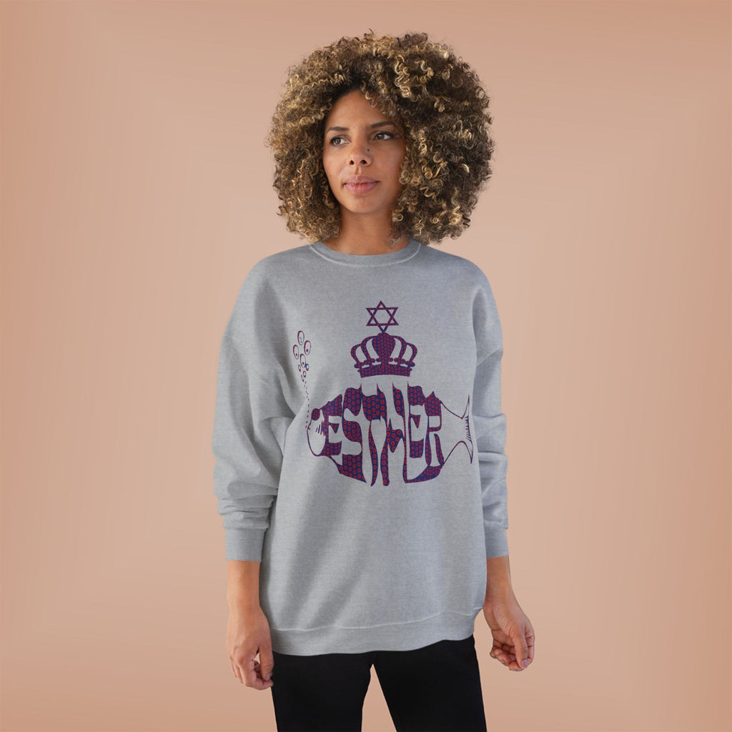 Hebrew Crowned Whale Crewneck Sweatshirt — Feminine Esther Design
