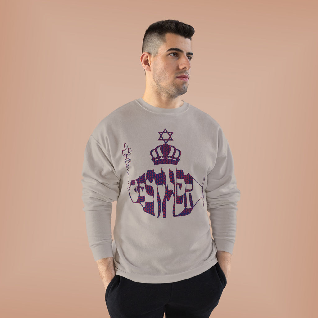 Hebrew Crowned Whale Crewneck Sweatshirt — Feminine Esther Design