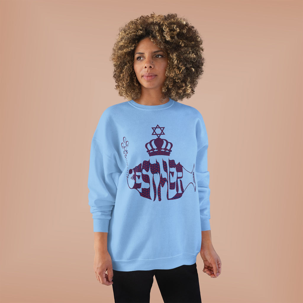 Hebrew Crowned Whale Crewneck Sweatshirt — Feminine Esther Design