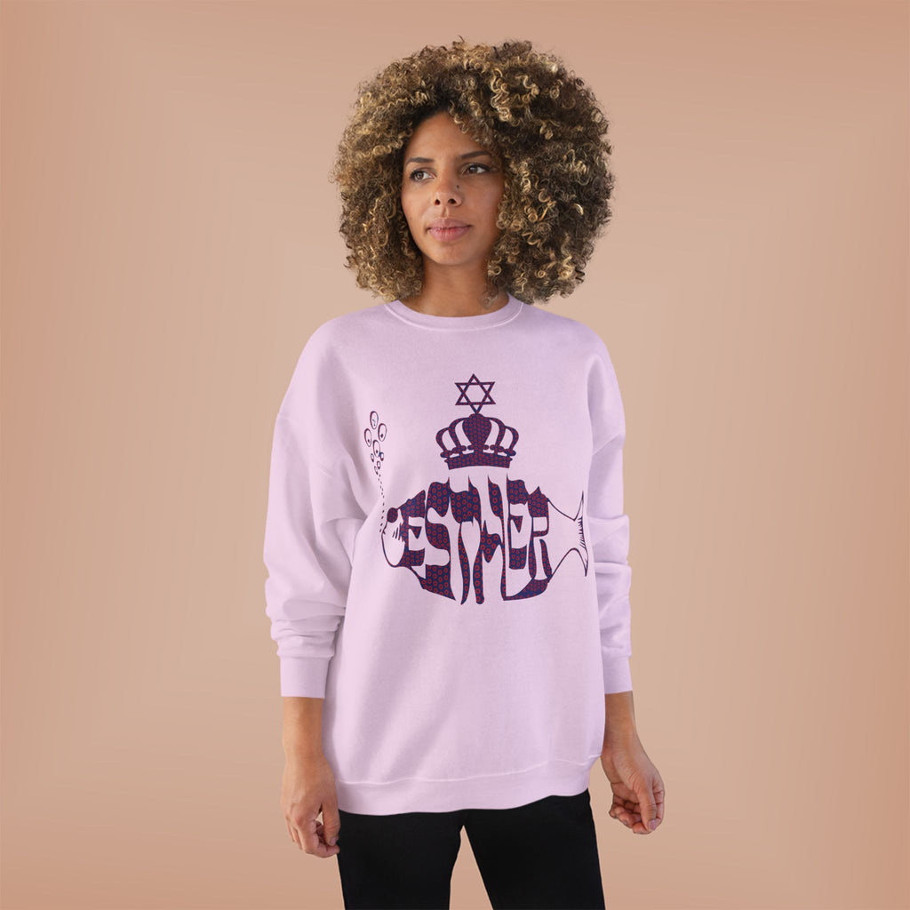 Hebrew Crowned Whale Crewneck Sweatshirt — Feminine Esther Design