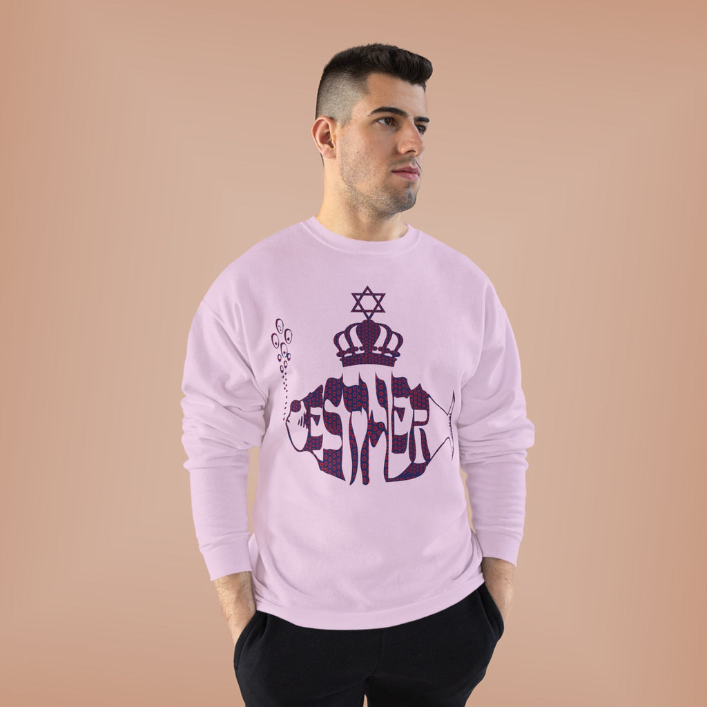 Hebrew Crowned Whale Crewneck Sweatshirt — Feminine Esther Design