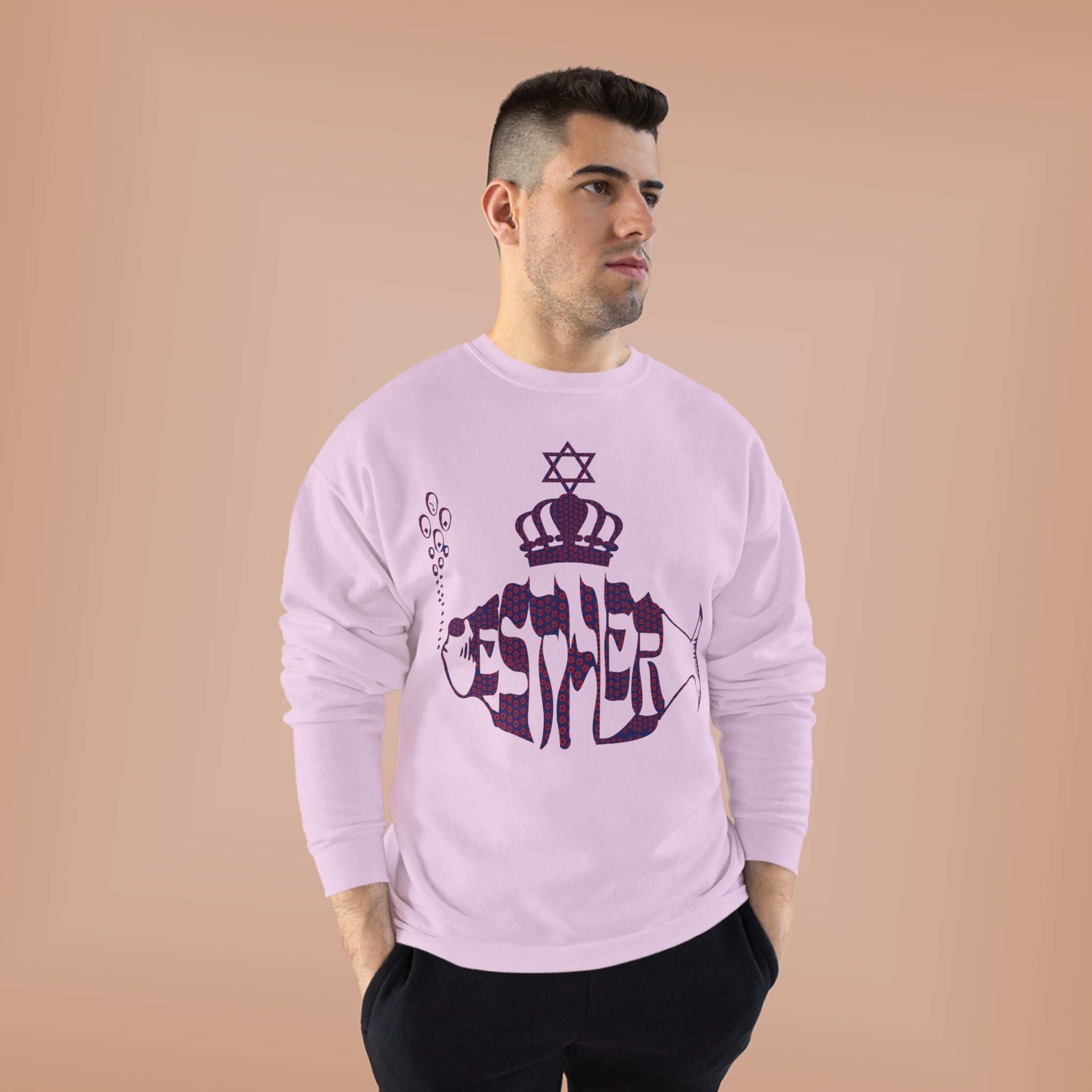 Hebrew Crowned Whale Crewneck Sweatshirt — Feminine Esther Design