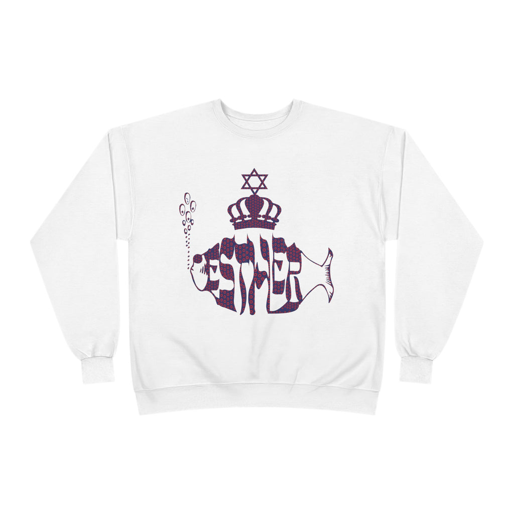 Hebrew Crowned Whale Crewneck Sweatshirt — Feminine Esther Design