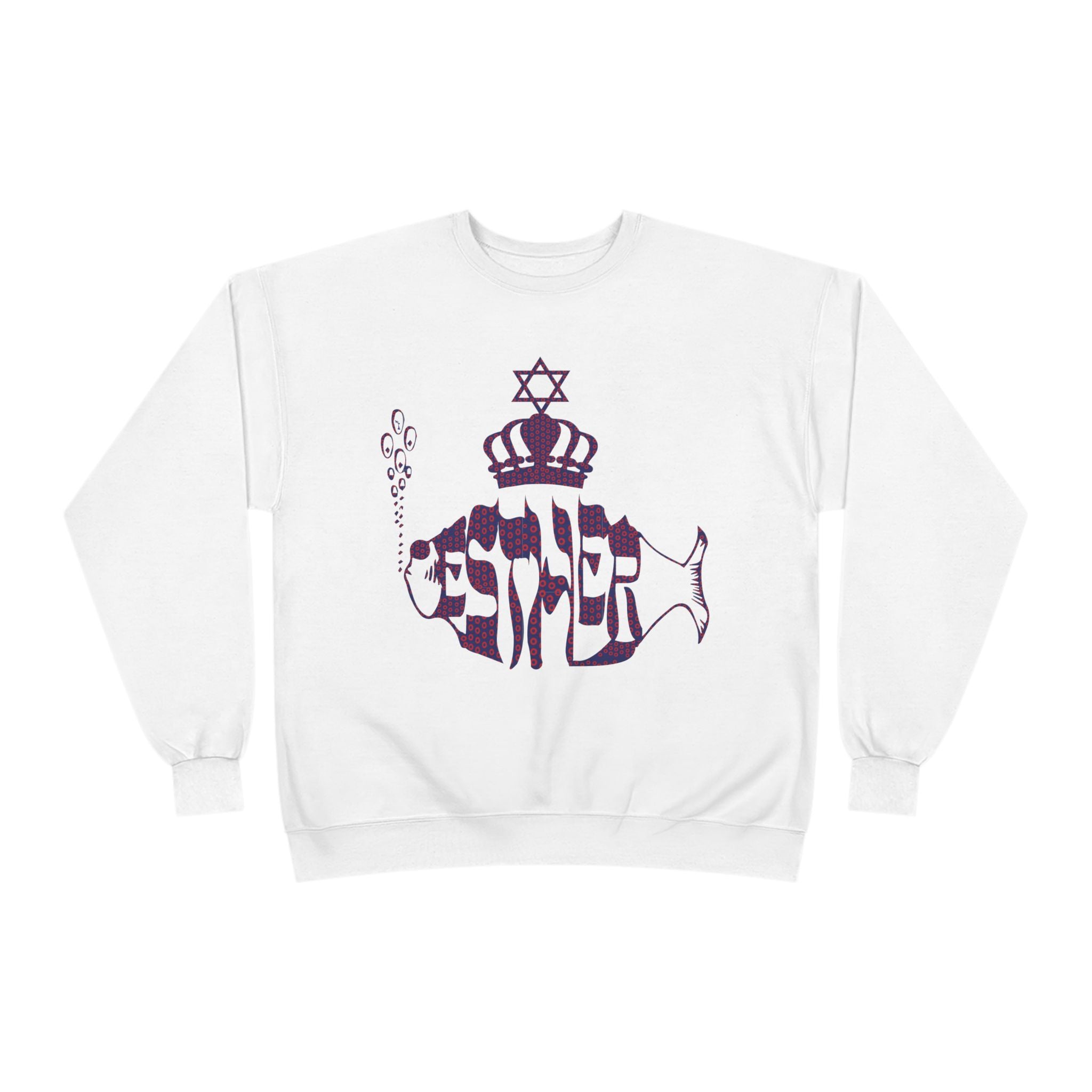 Hebrew Crowned Whale Crewneck Sweatshirt — Feminine Esther Design